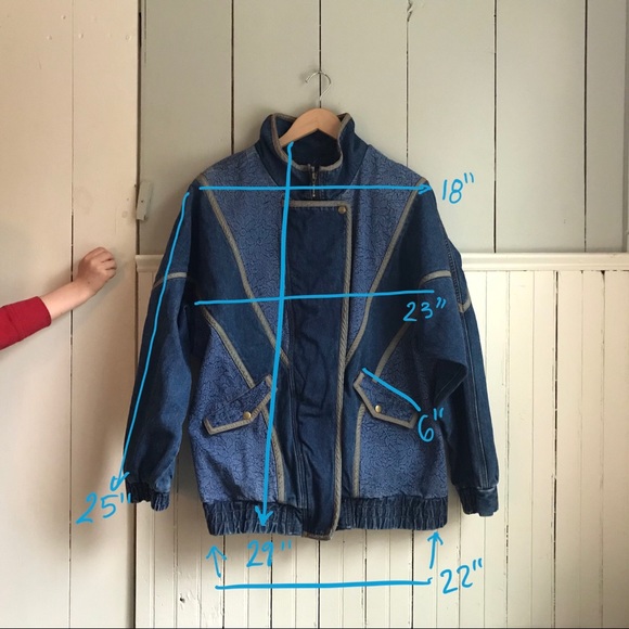 🎉H.P. Vintage Floral Denim Coat Jean Jacket L - Picture 15 of 15